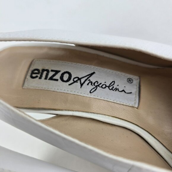 Enzo Angiolini Women's White Leather Slingback Peep Toe Heeled Shoes Size 6B - Picture 9 of 16